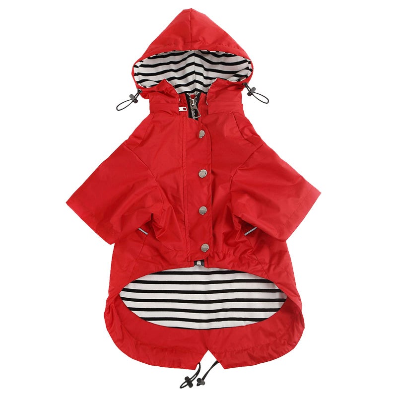 Morezi Dog Zip Up Raincoat with Reflective, Rain/Water Resistant, Adjustable Drawstring, Removable Hood, Raincoats with Legs 8lbs to 80lbs Available - Red - XXL - Image 1